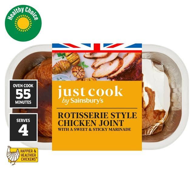 Sainsbury's Ready to Cook Rotisserie Style British Chicken Joint with a Sweet & Sticky Marinade 500g (serves 2 to 3) - gallery image 1