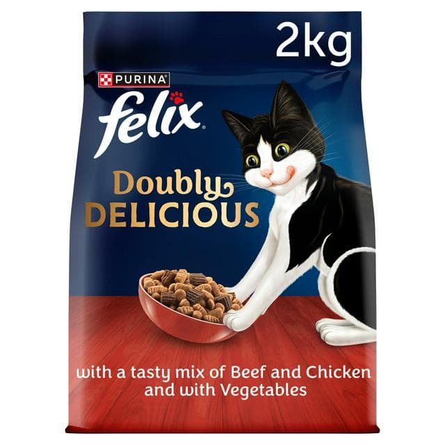 Felix Doubly Delicious Beef Chicken & Vegetables Dry Cat Food 2kg - gallery image 1