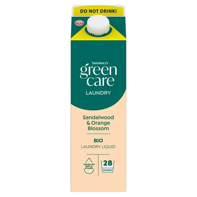 Sainsbury's Greencare Laundry Sandalwood & Orange Blossom Bio Laundry Liquid 1L - gallery image 1