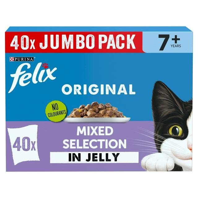 Felix Original Senior 7+ Mixed Selection in Jelly Wet Cat Food 40 x 85g - gallery image 1