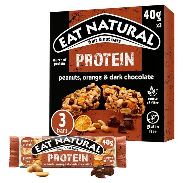 Eat Natural Protein Peanuts Orange Dark Chocolate Fruit & Nut Cereal Bars 3x40g - gallery image 1
