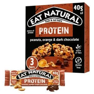 Eat Natural Protein Peanuts Orange Dark Chocolate Fruit & Nut Cereal Bars 3x40g
