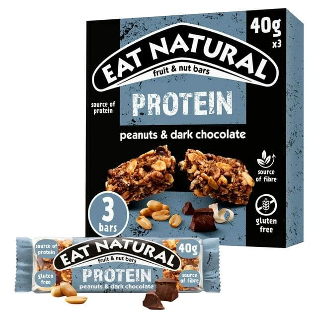 Eat Natural Protein Peanuts Dark Chocolate Fruit & Nut Cereal Bars 3x40g - gallery image 1