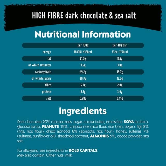 Eat Natural Fibre Dark Chocolate Sea Salt Fruit & Nut Cereal Bars 3x40g - gallery image 6