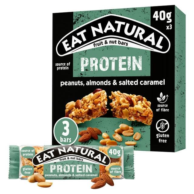 Eat Natural Protein Peanuts Almonds Salted Caramel Fruit & Nut Cereal Bars 3x40g - gallery image 1