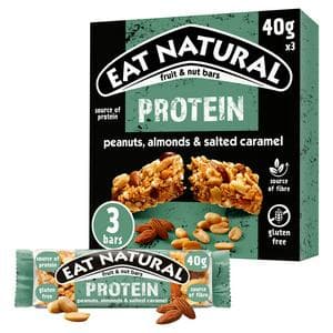 Eat Natural Protein Peanuts Almonds Salted Caramel Fruit & Nut Cereal Bars 3x40g