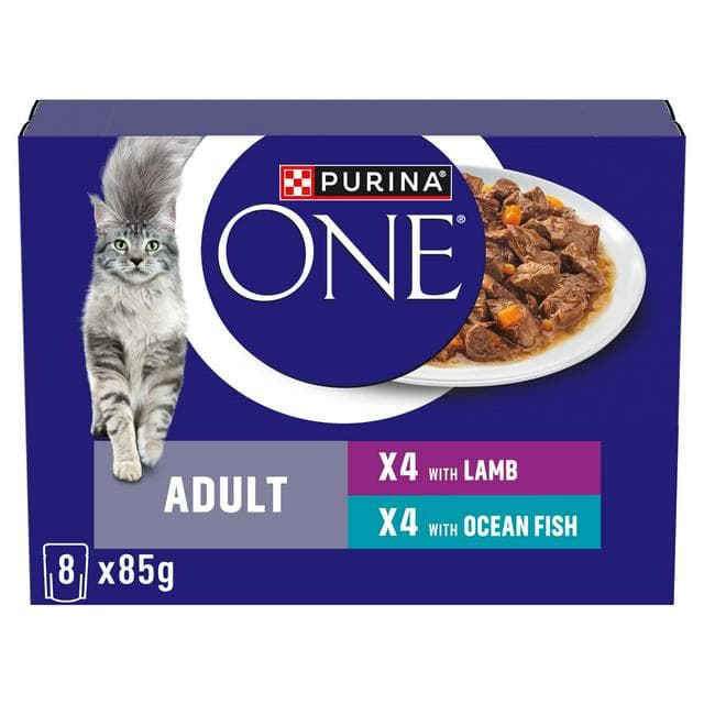 Purina One Mini Fillets Ocean Fish & Lamb Wet Cat Food 8 x 85g - gallery image 1
