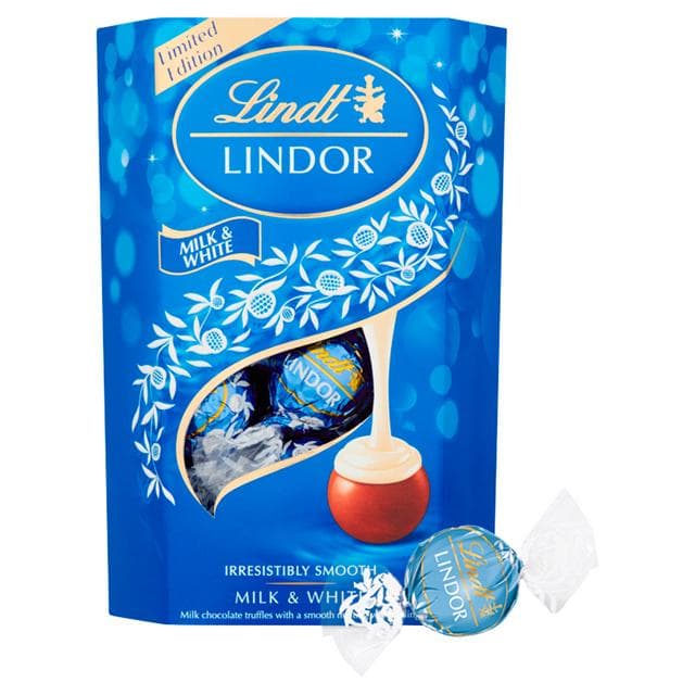 Lindt Lindor Milk & White Chocolate Truffles Box 200g - gallery image 2