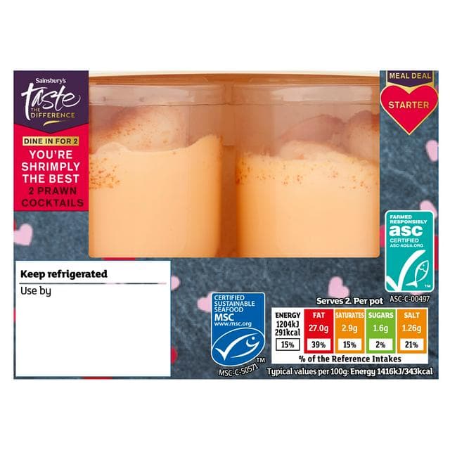 Sainsbury's 2 x 85g Prawn Cocktails, Taste the Difference - gallery image 1
