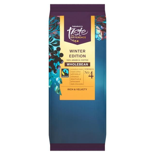 Sainsbury's 227g Winter Edition Wholebean Coffee, Taste the Difference - gallery image 1