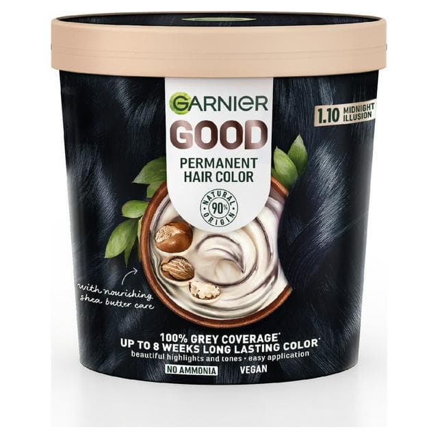 Garnier Good Permanent Hair Dye Shade 1.10 Midnight Illusion for vibrant Lasting Colour - gallery image 1