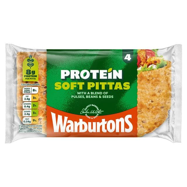 Warburtons Protein Soft Pittas x4 - gallery image 1