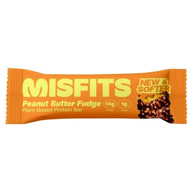 Misfits Peanut Butter Fudge Flavour Plant Based Protein Bar 50g - gallery image 1