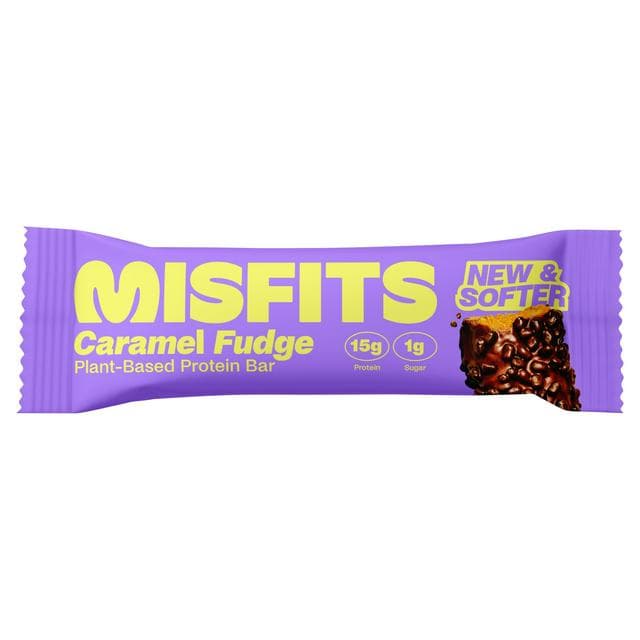 Misfits Caramel Fudge Flavour Plant Based Protein Bar 50g - gallery image 1