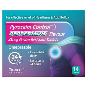Dexcel Pharma Pyrocalm Control Peppermint Flavour Gastro Resistant Tablets x14 20mg