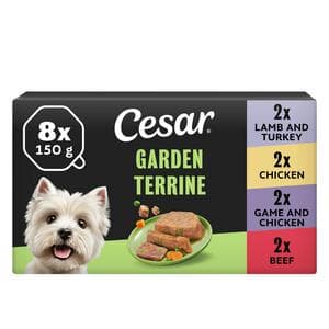 Cesar Garden Terrine Wet Dog Food Tray Mixed In Loaf 8 x 150g