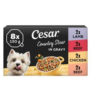 Cesar Juicy Hotpot Adult Wet Dog Food Trays Mixed In Gravy 8 x 150g