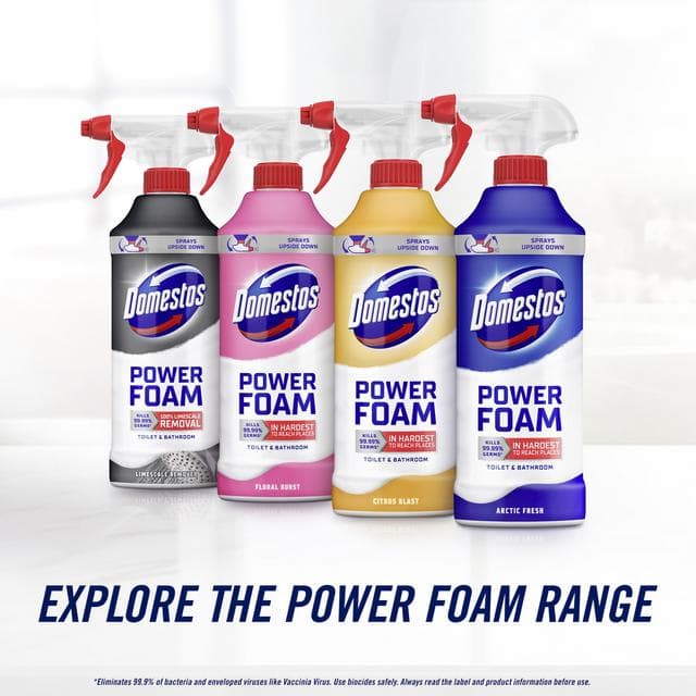 Domestos Power Foam Toilet & Bathroom Cleaner Spray Limescale Remover 450ml - gallery image 5