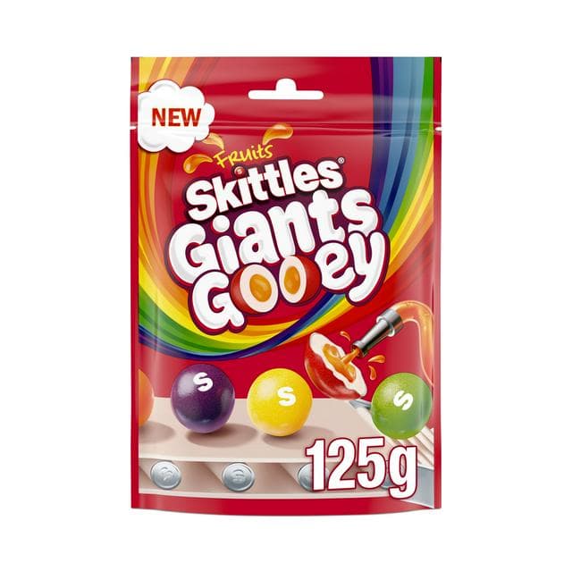 Skittles Giants Gooey Vegan Chewy Sweets Fruit Flavoured Pouch Bag 125g - gallery image 1