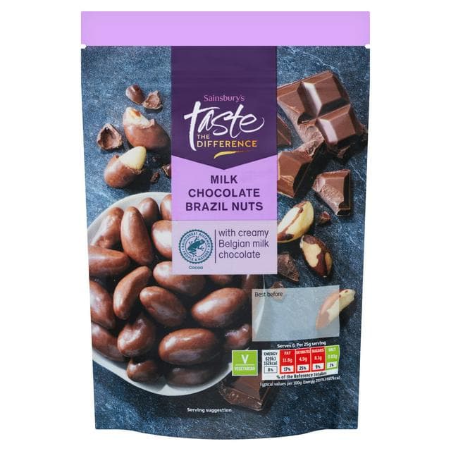 Sainsbury's Milk Chocolate Brazil Nuts, Taste the Difference 150g - gallery image 1