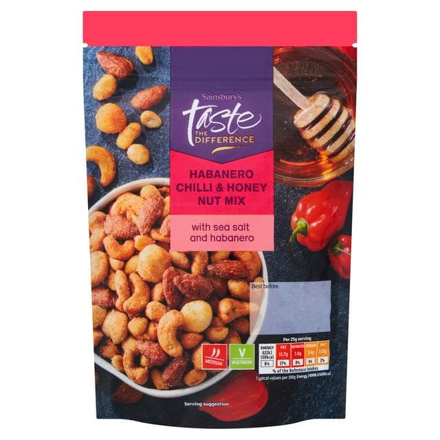 Sainsbury's 175g Habanero Chilli & Honey Nut Mix, Taste the Difference - gallery image 1