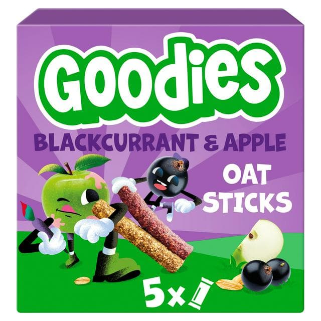 Goodies 5 x 23g Apple & Blackcurrant Multipack Kids Snack Oat Sticks Bars - gallery image 1