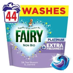 Fairy Non Bio Platinum Pods Laundry Detergent Washing Capsules Silk Tree Blossoml 44 Washes