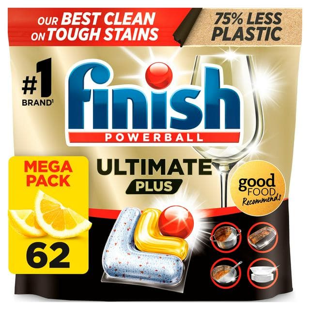 Finish Ultimate Plus Intensive Clean & Shine Dishwasher Tablets Lemon x62 - gallery image 1