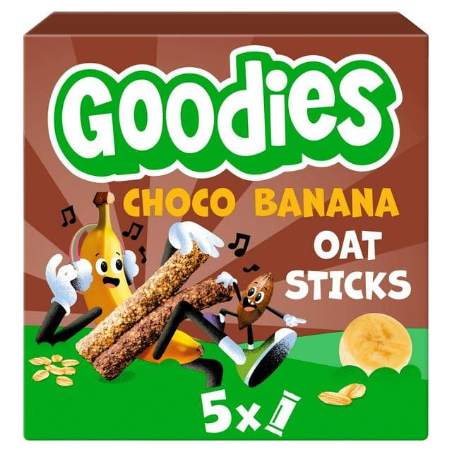 Goodies Choco & Banana 5 x 23g Multipack Kids Snack Oat Sticks Bars - gallery image 1