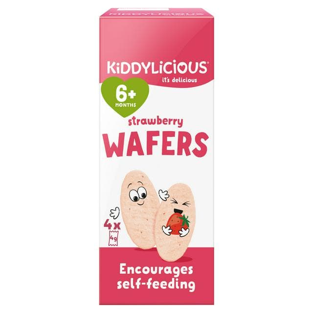 Kiddylicious Strawberry Mini Wafers Baby Snacks 4x4g - gallery image 1