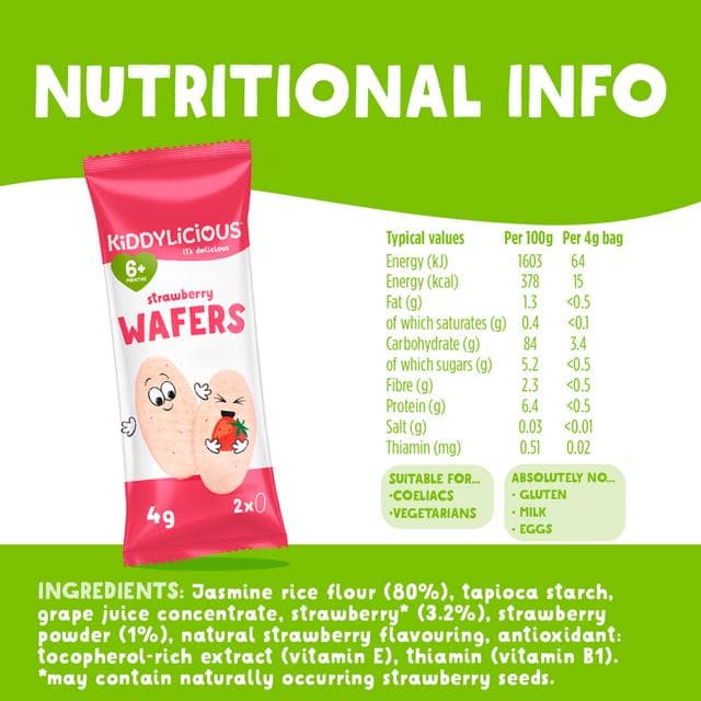 Kiddylicious Strawberry Mini Wafers Baby Snacks 4x4g - gallery image 3