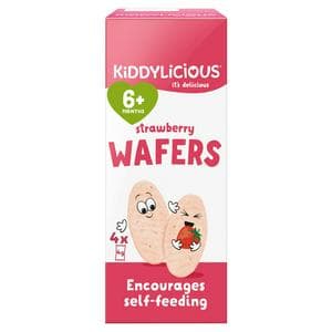Kiddylicious Strawberry Mini Wafers Baby Snacks 4x4g