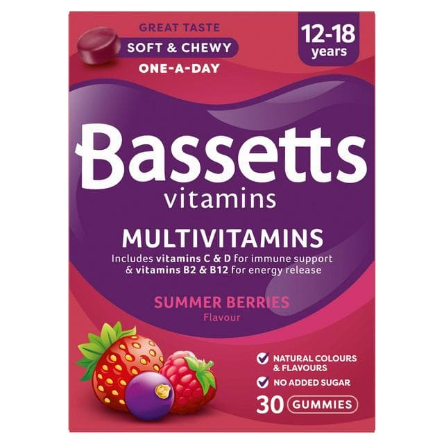 Bassetts Vitamins Soft & Chewy Multivitamins Summer Berries Flavour Gummies 12-18 Years x30 - gallery image 1