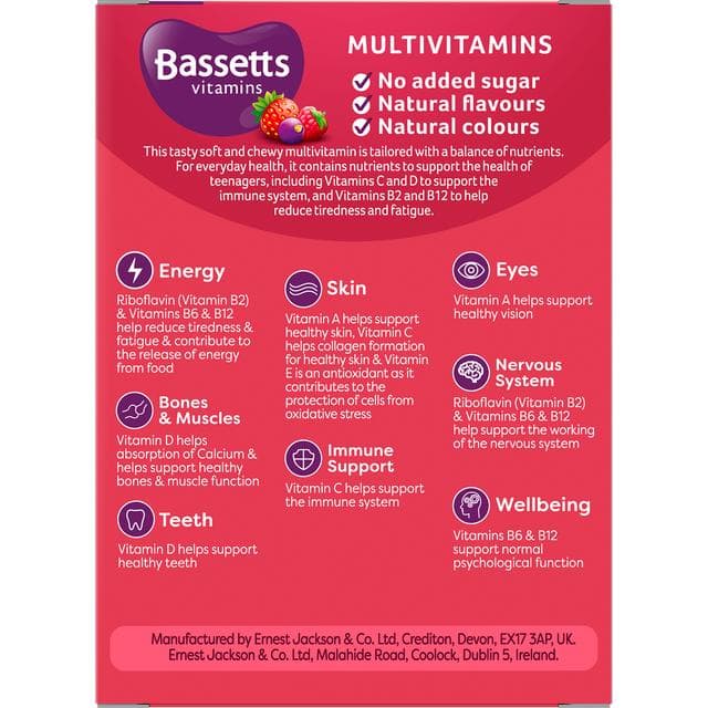 Bassetts Vitamins Soft & Chewy Multivitamins Summer Berries Flavour Gummies 12-18 Years x30 - gallery image 2
