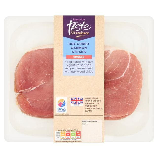 Sainsbury's Dry Cured Gammon Steaks Smoked, Taste the Difference 400g - gallery image 1