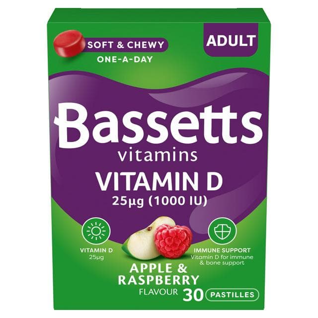 Bassetts Vitamins Vitamin D Apple & Raspberry Flavour Pastilles Adult x30 - gallery image 1