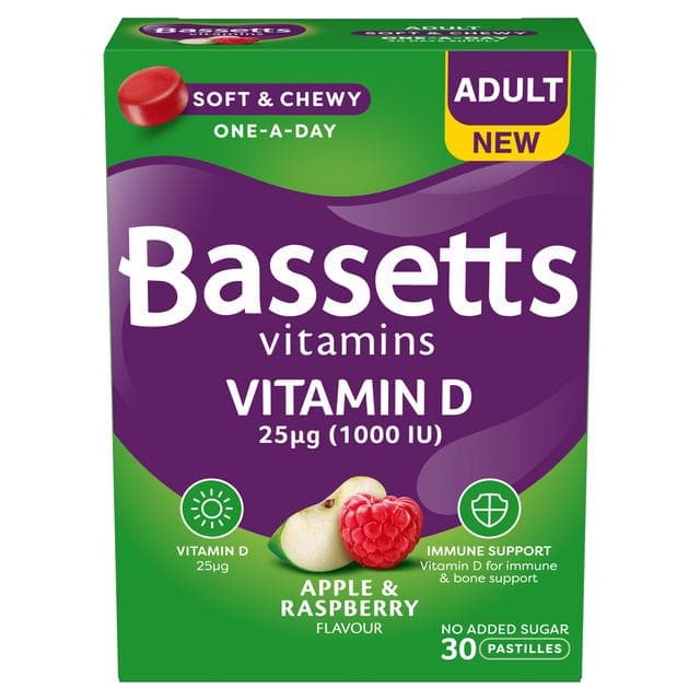 Bassetts Vitamins Vitamin D Apple & Raspberry Flavour Pastilles Adult x30 - gallery image 2