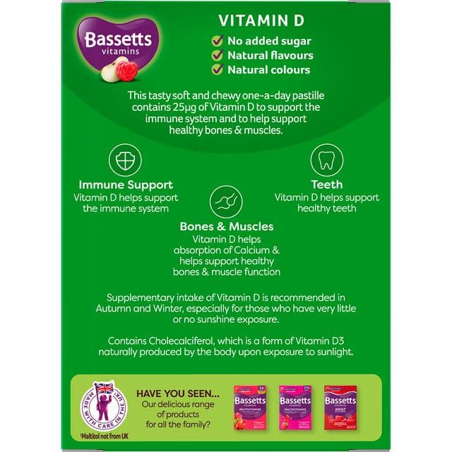 Bassetts Vitamins Vitamin D Apple & Raspberry Flavour Pastilles Adult x30 - gallery image 3