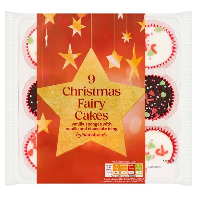 Sainsbury's 9 x Christmas Fairy Cakes 197g - gallery image 1