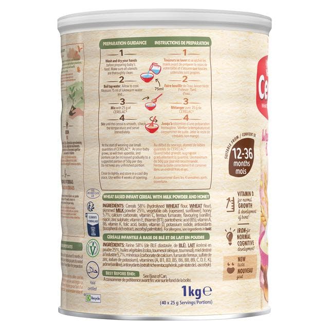 Cerelac Infant Baby Cereals with Milk Honey & Wheat 12 Months+ 1kg - gallery image 5
