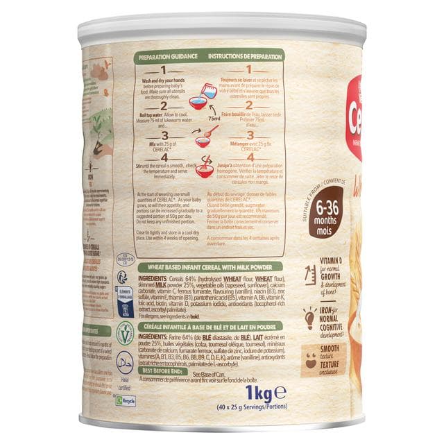 Cerelac Infant Baby Cereals with Milk Wheat 6 Months+ 1kg - gallery image 2