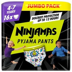 Pampers Ninjamas Pyjama Pants Unisex Spaceships, 4-7 Years x16