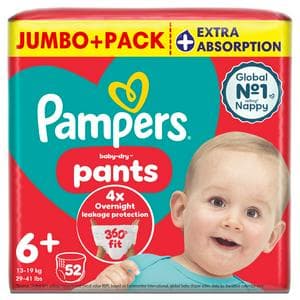 Pampers Baby Dry Nappy Pants Nappies Size 6+, 14kg-19kg x52