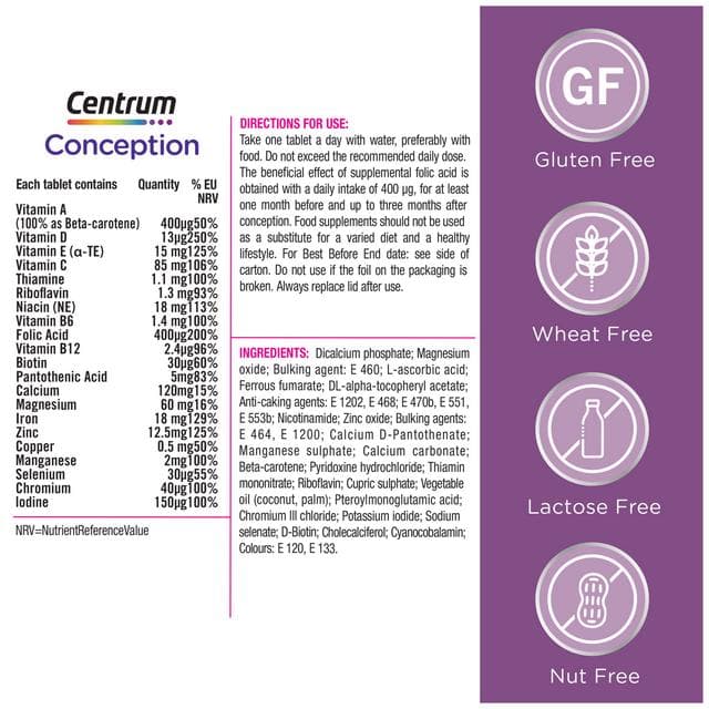 Centrum Conception Vitamins with Folic Acid Tablets x30 - gallery image 6
