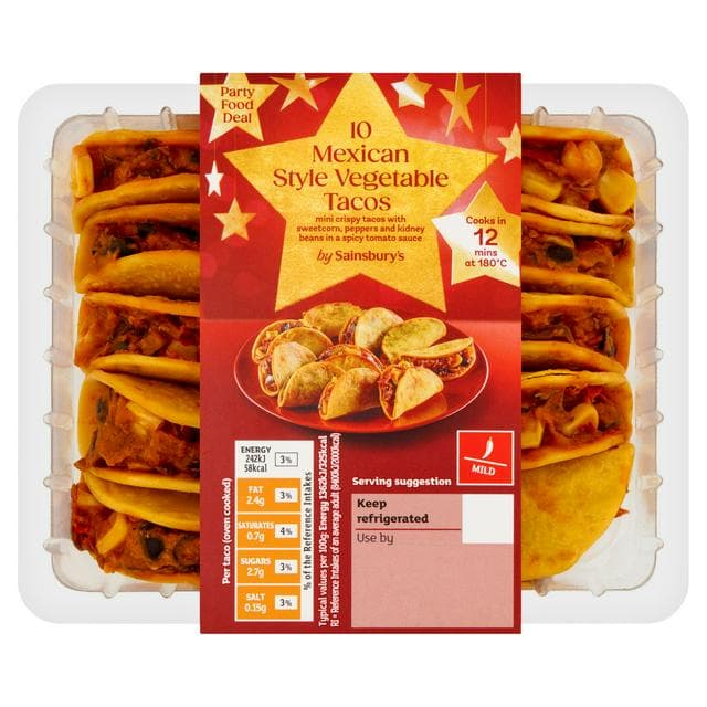 Sainsbury's 10 x Mexican Style Vegetable Tacos 200g - gallery image 1