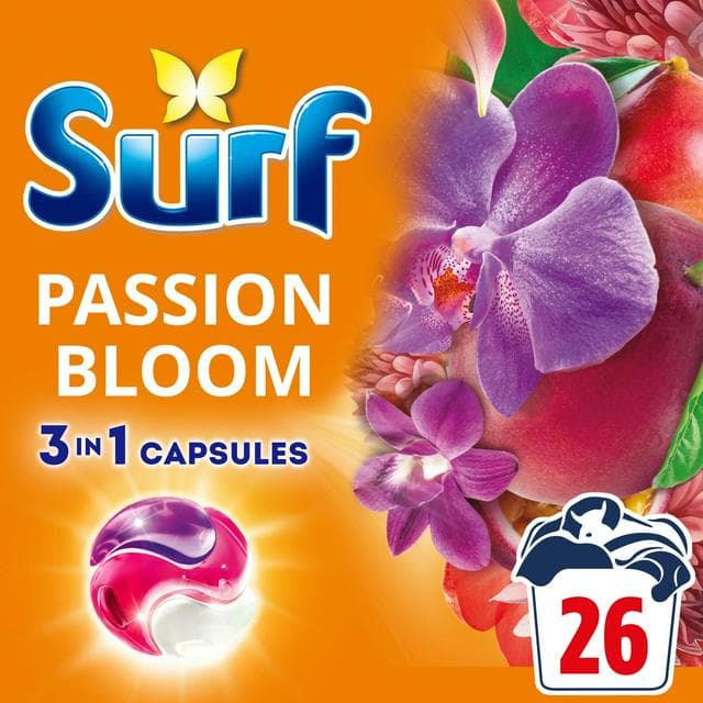 Surf 3 In 1 Laundry Washing Detergent Capsules Passion Bloom 26 Washes - gallery image 1