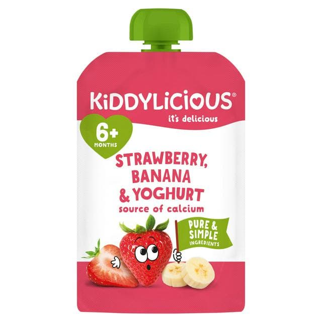 Kiddylicious Strawberry, Banana & Yoghurt Pouch Baby Food 100g - gallery image 1