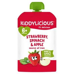 Kiddylicious Strawberry, Spinach & Apple Pouch Baby Food 100g