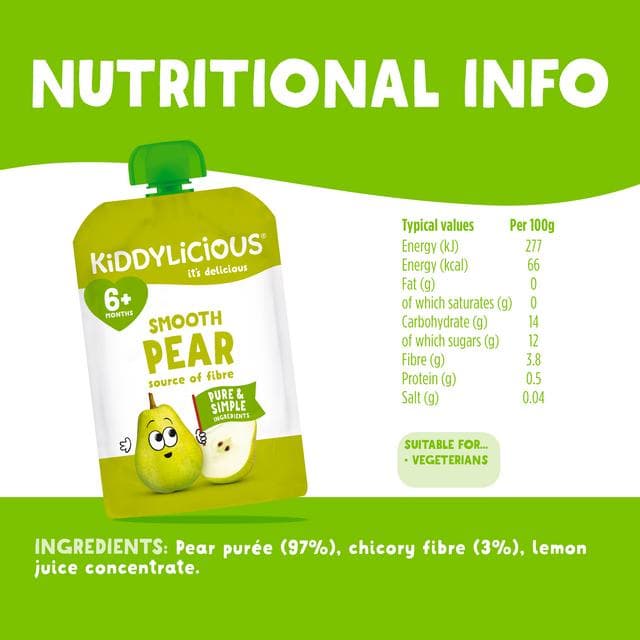 Kiddylicious Smooth Pear Pouch Baby Food 100g - gallery image 3