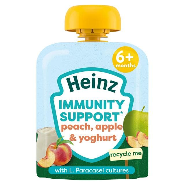 Heinz Baby Food Peach, Apple & Yoghurt Immunity Support Fruit Pouch 6+ Months 85g - gallery image 1